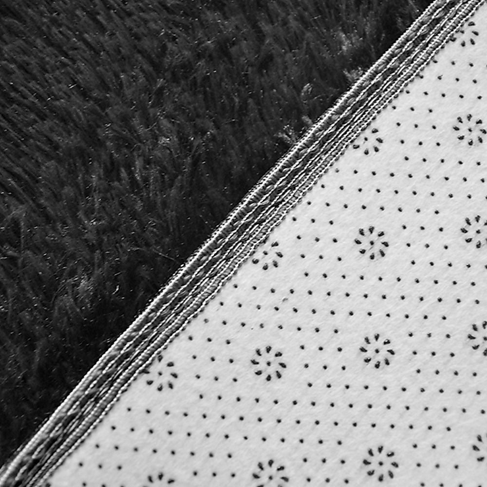 Large Shag Rug – Soft 200x140cm Black Floor Rug with Anti-Slip Backing