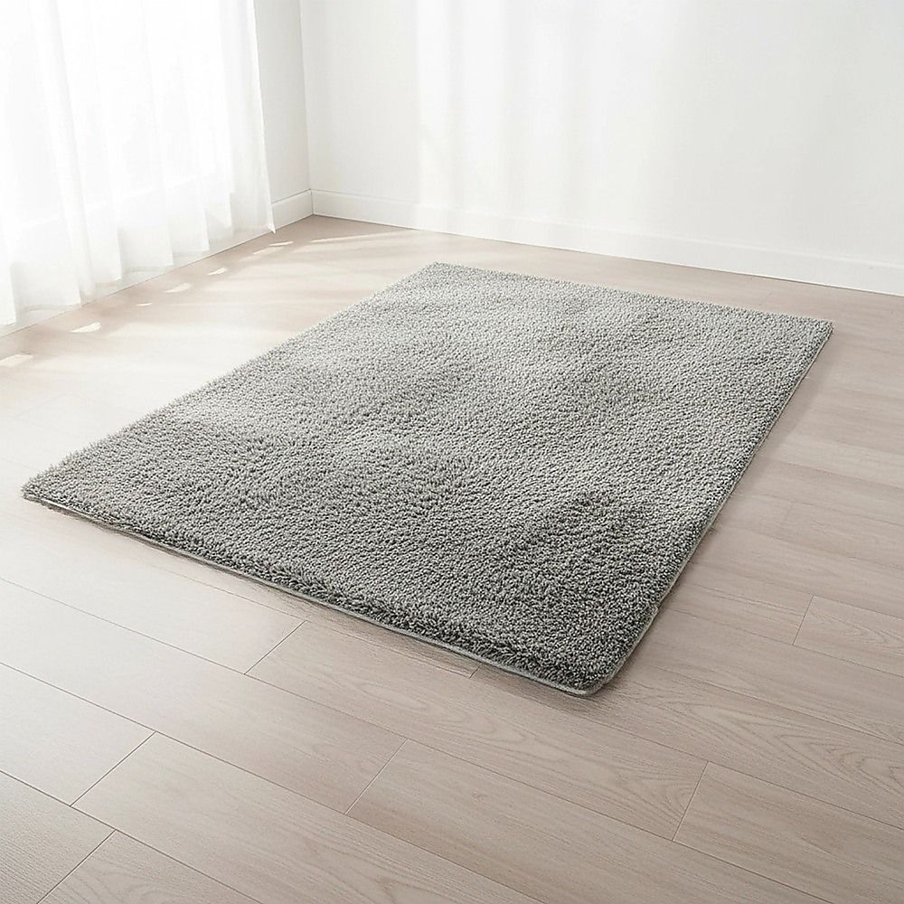 Large Shag Rug – Soft 230x160cm Grey Floor Rug with Anti-Slip Backing