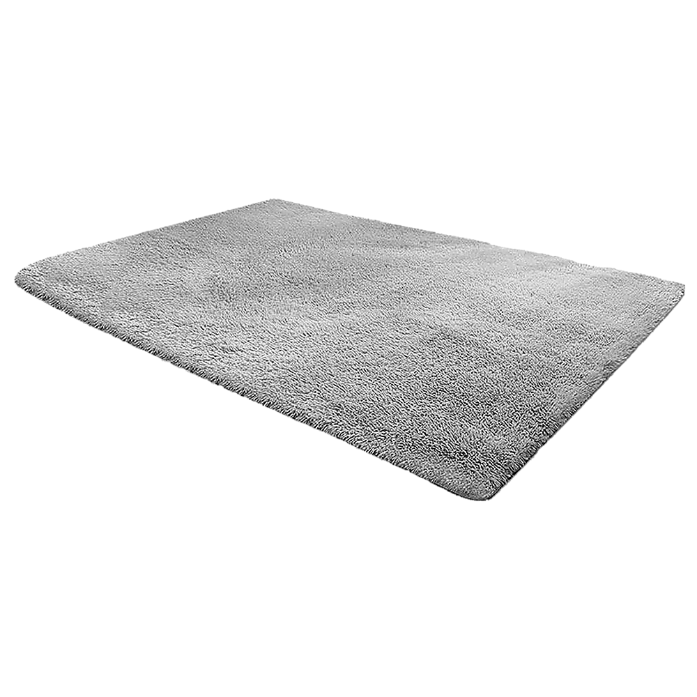 Large Shag Rug – Soft 230x200cm Grey Floor Rug with Anti-Slip Backing