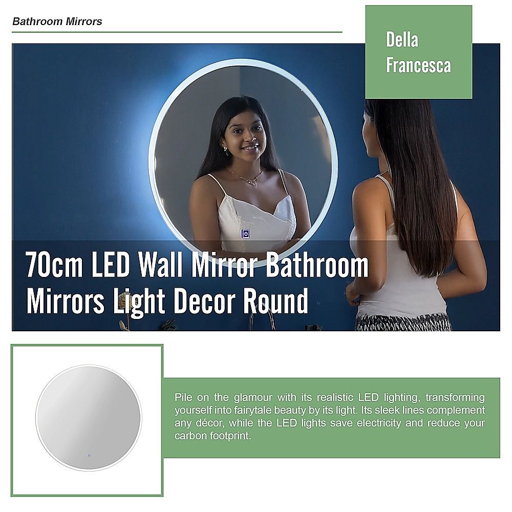 70cm LED Wall Mirror Bathroom Mirrors Light Decor Round
