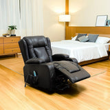 Recliner Chair – Electric Massage Lift Chair with Heat Function PU Leather Lounge Sofa Black