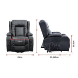 Recliner Chair – Electric Massage Lift Chair with Heat Function PU Leather Lounge Sofa Black