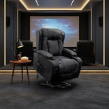 Recliner Chair – Electric Massage Lift Chair with Heat Function PU Leather Lounge Sofa Black