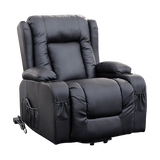 Recliner Chair – Electric Massage Lift Chair with Heat Function PU Leather Lounge Sofa Black