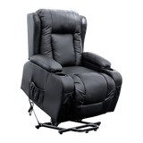 Recliner Chair – Electric Massage Lift Chair with Heat Function PU Leather Lounge Sofa Black