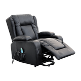 Recliner Chair – Electric Massage Lift Chair with Heat Function PU Leather Lounge Sofa Black