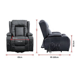 Recliner Chair – Electric Massage Lift Chair with Heat Function PU Leather Lounge Sofa Black