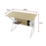 Wood & Metal Computer Desk with Shelf Home Office Furniture