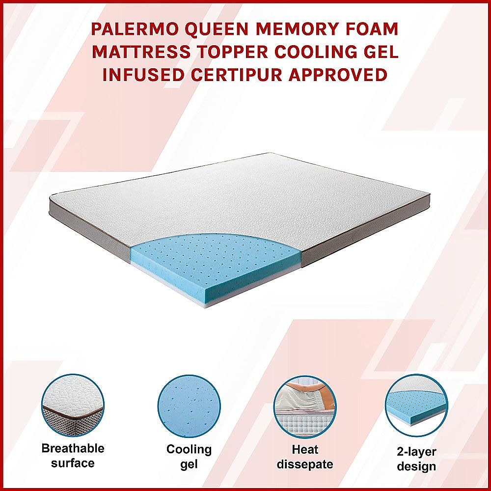 Queen Cooling Gel Memory Foam Mattress Topper – CertiPUR-US® Certified Foam