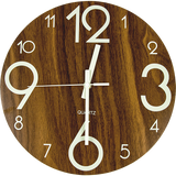 Glow In The Dark Wall Clock 30cm – Luminous Quartz Quiet Wooden Home Décor