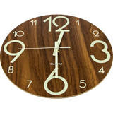 Glow In The Dark Wall Clock 30cm – Luminous Quartz Quiet Wooden Home Décor
