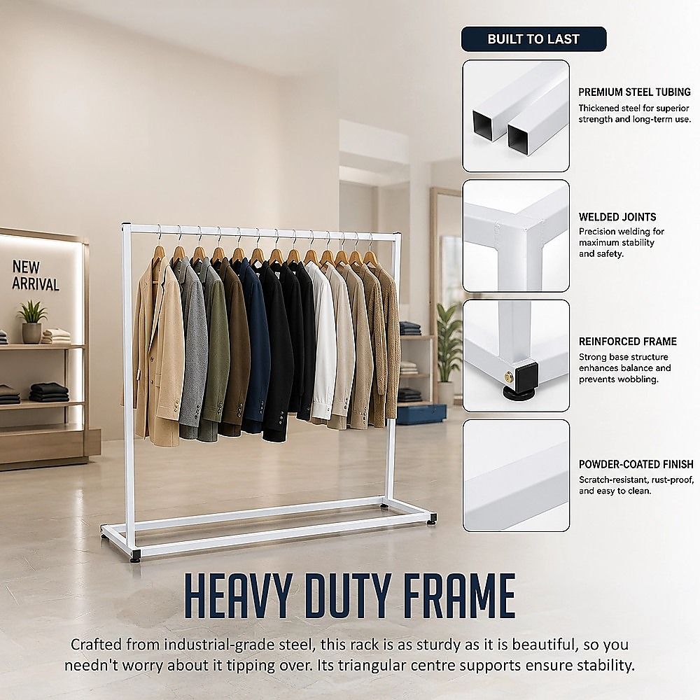 Commercial Clothing Garment Rack Retail Shop White