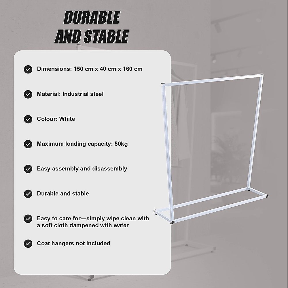 Commercial Clothing Garment Rack Retail Shop White