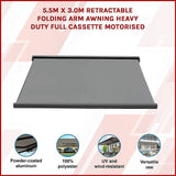 Motorised Retractable Awning – 5.5x3m Grey Full Cassette Design