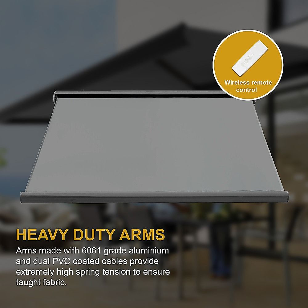 Motorised Retractable Awning – 5.5x3m Grey Full Cassette Design