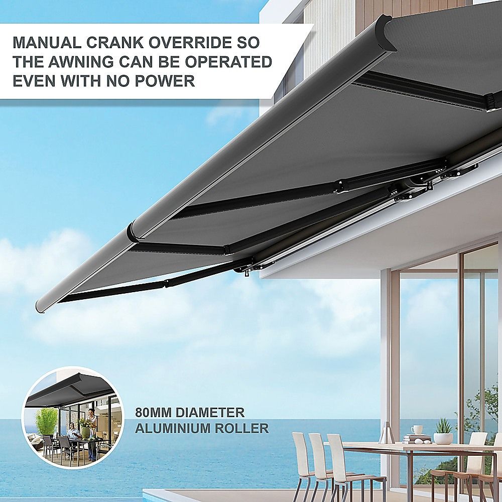 Motorised Retractable Awning – 5.5x3m Grey Full Cassette Design