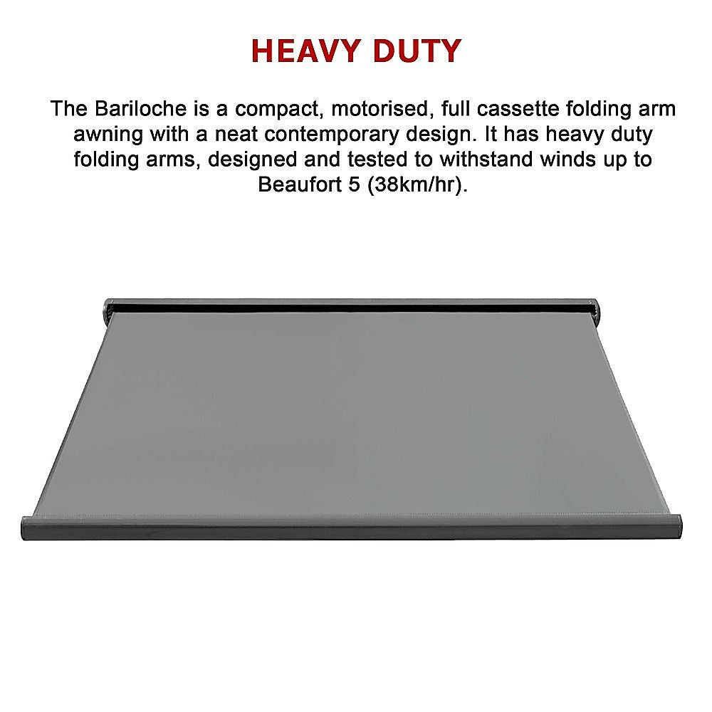 Motorised Retractable Awning – 5.5x3m Grey Full Cassette Design