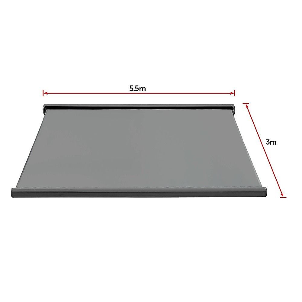 Motorised Retractable Awning – 5.5x3m Grey Full Cassette Design