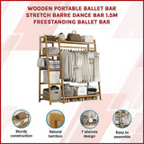 Portable Clothes Rack Coat Garment Stand Bamboo Rail Hanger Airer Closet