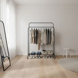 Heavy Metal Double Clothes Rail Hanging Rack Garment Display Stand Storage Shelf