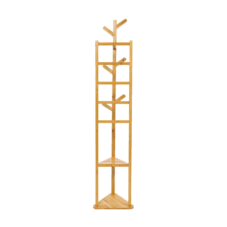 Clothes Coat Rack Garment Stand Shelf Wooden Tree Hanger Bag Hat Hook Holder