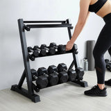 Dumbbell Rack Storage Stand Hex Weight Heavy Duty 3 Tier Wide Home Gym Fitness