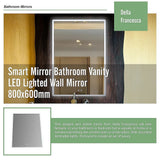 Smart Mirror Bathroom Vanity LED Lighted Wall Mirror 800x600mm
