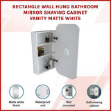 Rectangle Wall Hung Bathroom Mirror Shaving Cabinet Vanity Matte White