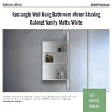 Rectangle Wall Hung Bathroom Mirror Shaving Cabinet Vanity Matte White