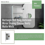Rectangle Wall Hung Bathroom Mirror Shaving Cabinet Vanity Matte White