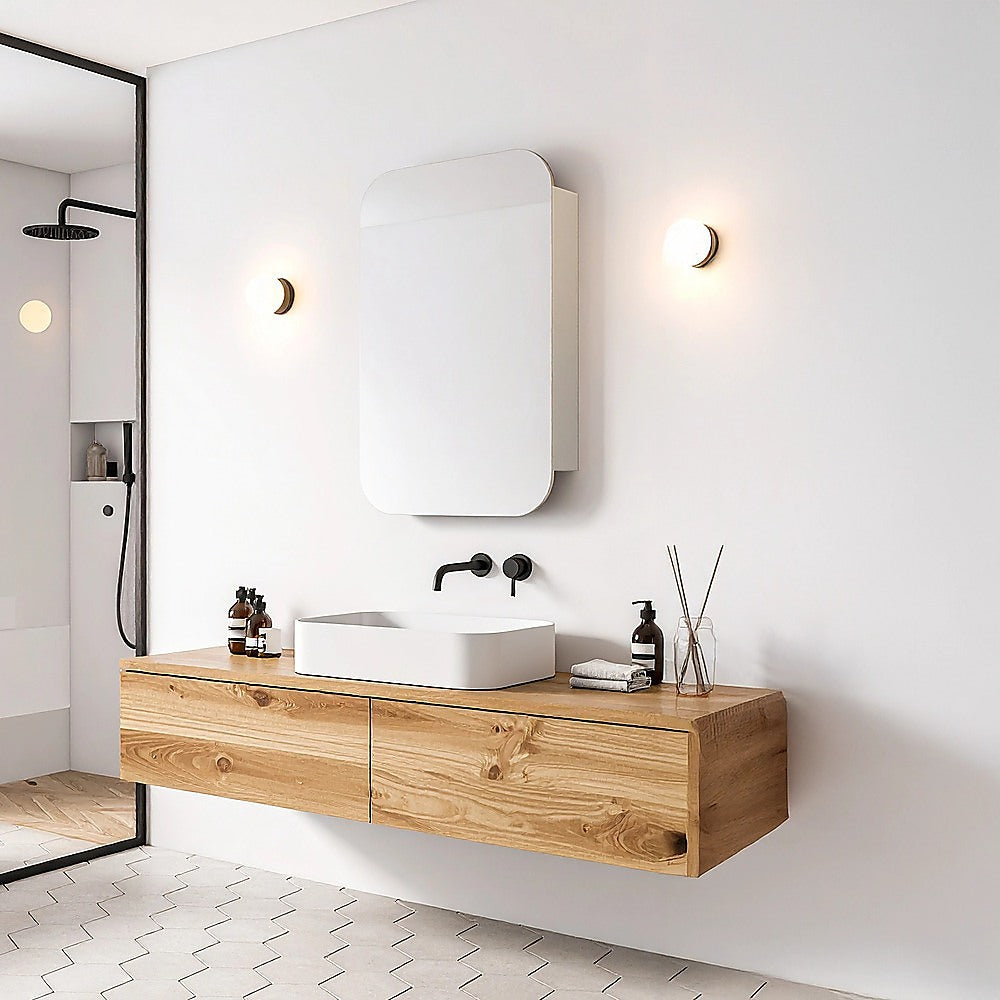 Rectangle Wall Hung Bathroom Mirror Shaving Cabinet Vanity Matte White