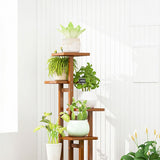 5 Tiers Vertical Bamboo Plant Stand Staged Flower Shelf Rack Outdoor Garden