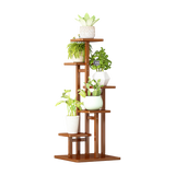 5 Tiers Vertical Bamboo Plant Stand Staged Flower Shelf Rack Outdoor Garden