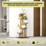 6 Tiers Vertical Bamboo Plant Stand Staged Flower Shelf Rack Outdoor Garden