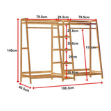 Portable Clothes Rack Coat Garment Stand Bamboo Rail Hanger Airer Closet