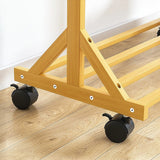 Portable Clothes Rack Coat Garment Stand Bamboo Rail Hanger Airer Closet