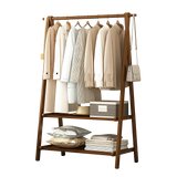 Portable Clothes Rack Coat Garment Stand Bamboo Rail Hanger Airer Closet