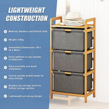 Bamboo Shelf with Storage Hamper – Wooden Organiser with 3 Removable Laundry Bags