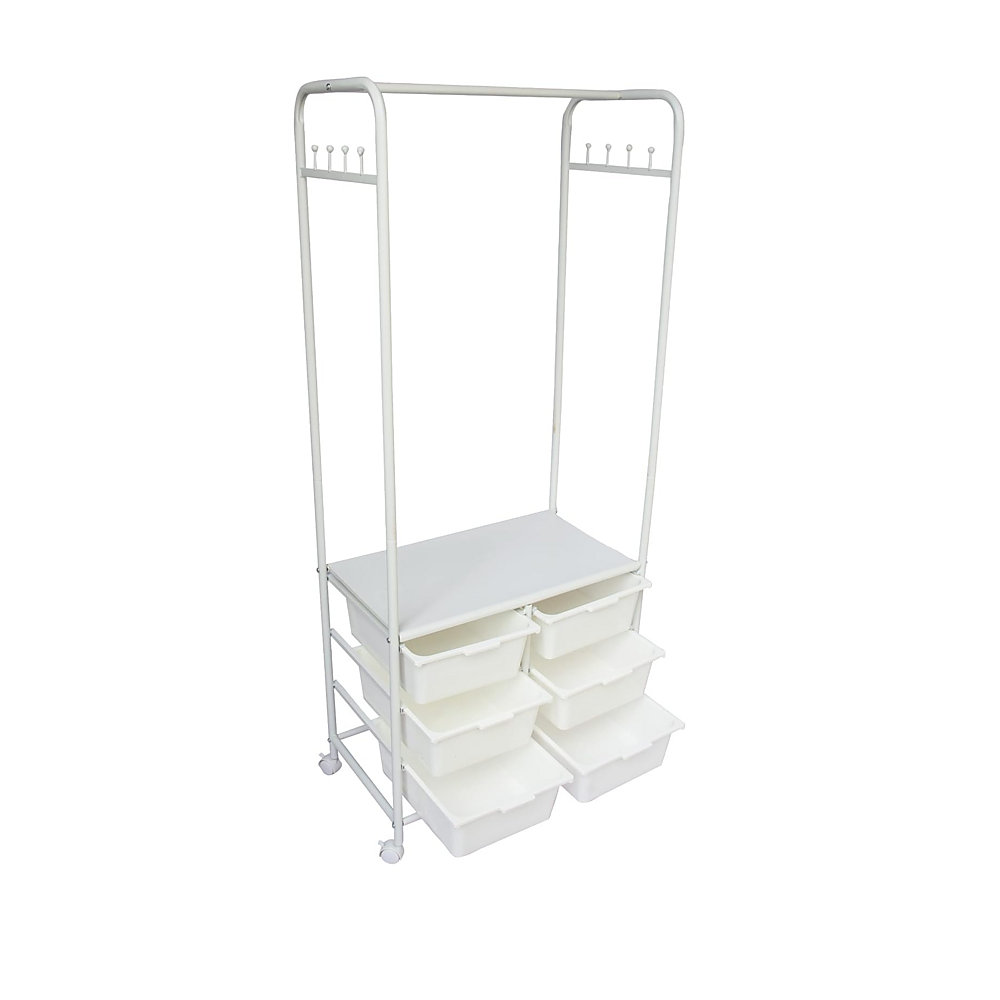 Metal Open Wardrobe Modern Storage Cabinet Tall Clothes Drawers Hanger Coat Rack