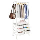 Metal Open Wardrobe Modern Storage Cabinet Tall Clothes Drawers Hanger Coat Rack