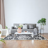 200x300cm Large Floor Black & White Geometric Rug – Modern Area Carpet for Bedroom & Lounge