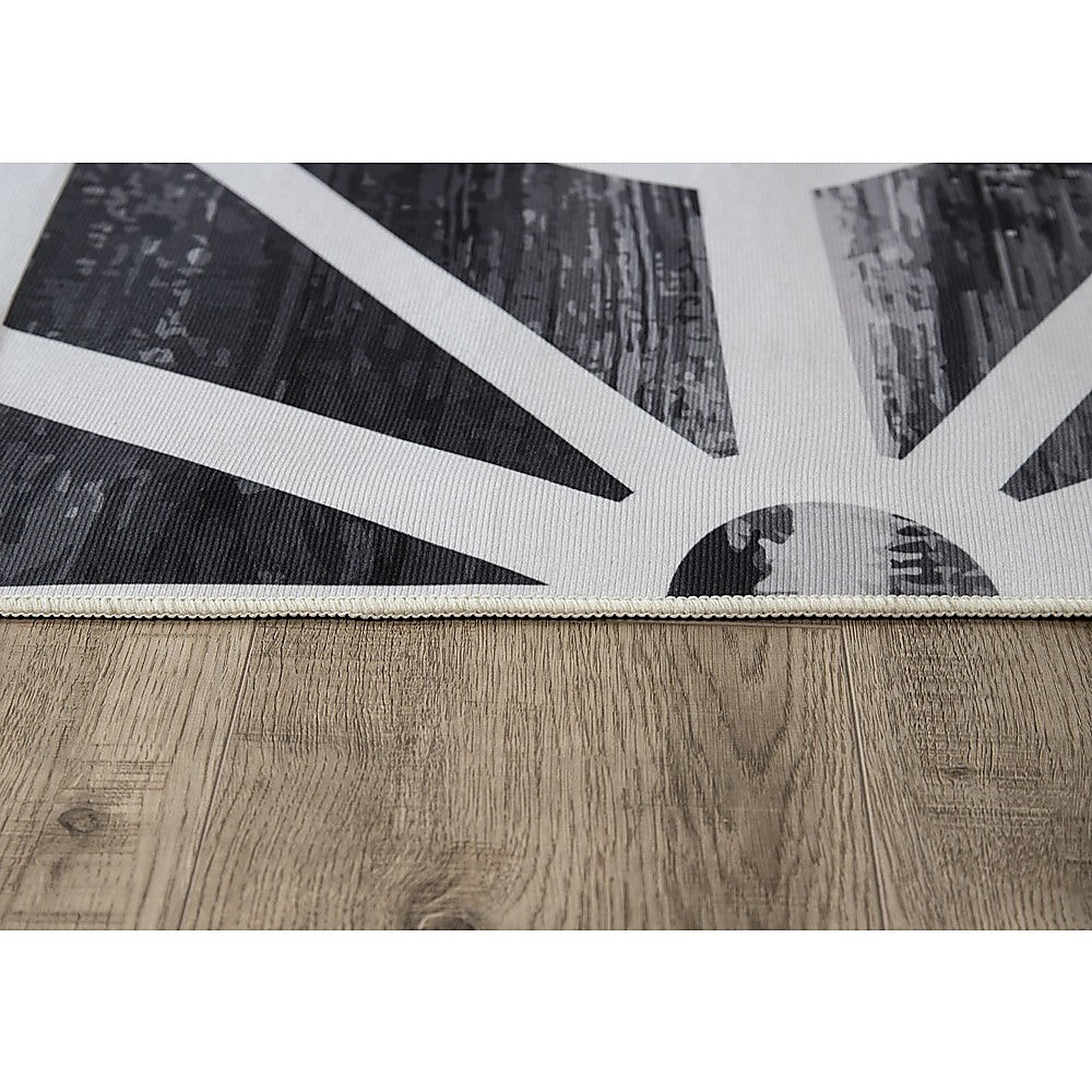 200x300cm Large Floor Black & White Geometric Rug – Modern Area Carpet for Bedroom & Lounge