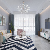 200x300cm Large Floor Blue Chevron Stripes Rug – Modern Area Carpet for Bedroom & Lounge