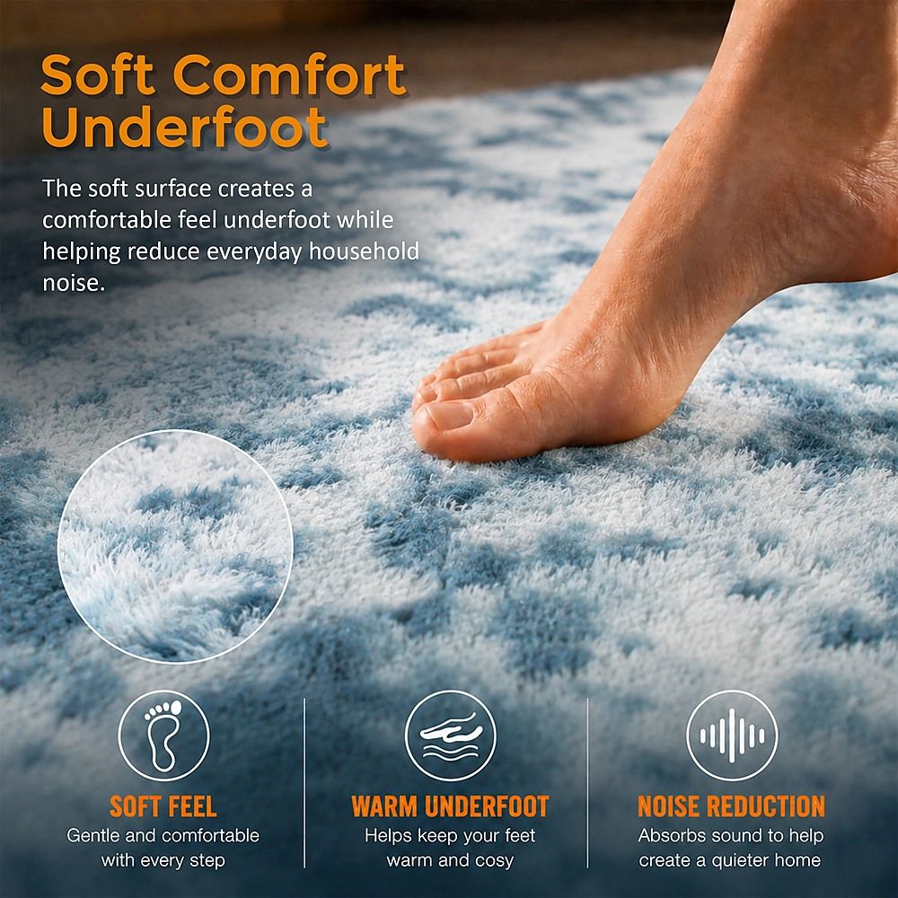Large Floor Rug – 200x300cm Blue Rug (Fluffy Style)