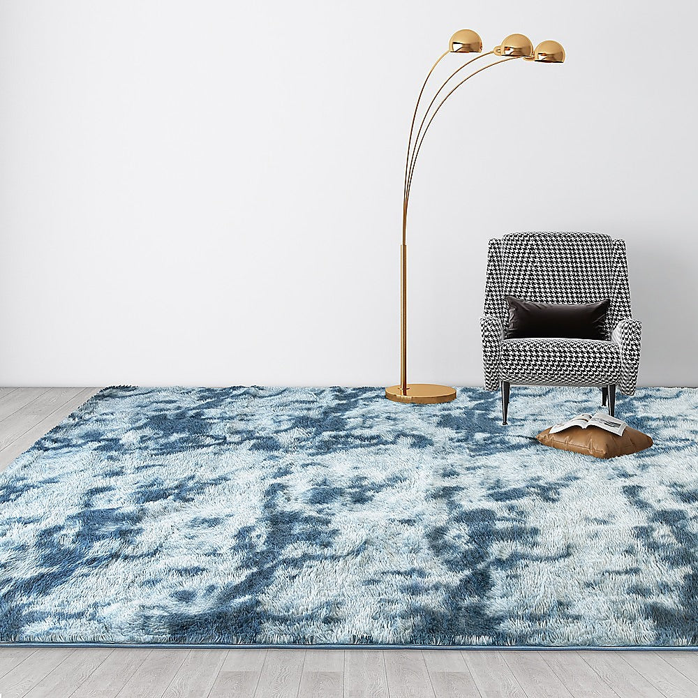 200x300cm Large Floor Soft Blue Fluffy Rug – Modern Area Carpet for Bedroom & Lounge