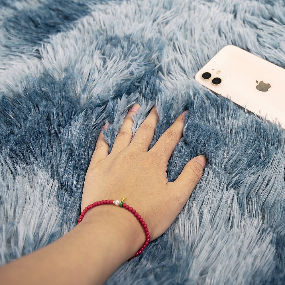 200x300cm Large Floor Soft Blue Fluffy Rug – Modern Area Carpet for Bedroom & Lounge