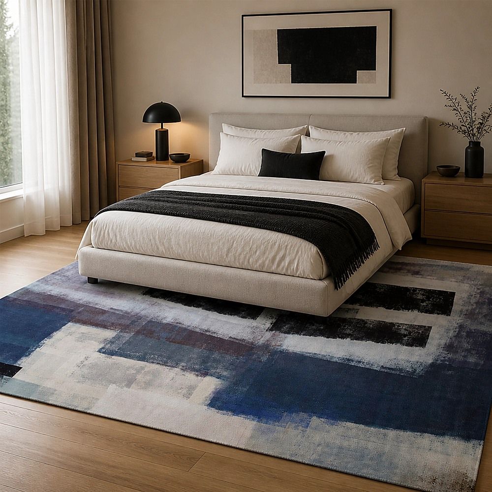 Large Floor Rug – 200x300cm Blue Rug (Abstract Style)