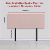 Linen Fabric Double Bed Deluxe Headboard Bedhead - Pale Pink