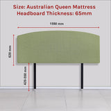 Linen Fabric Queen Bed Curved Headboard Bedhead - Olive Green