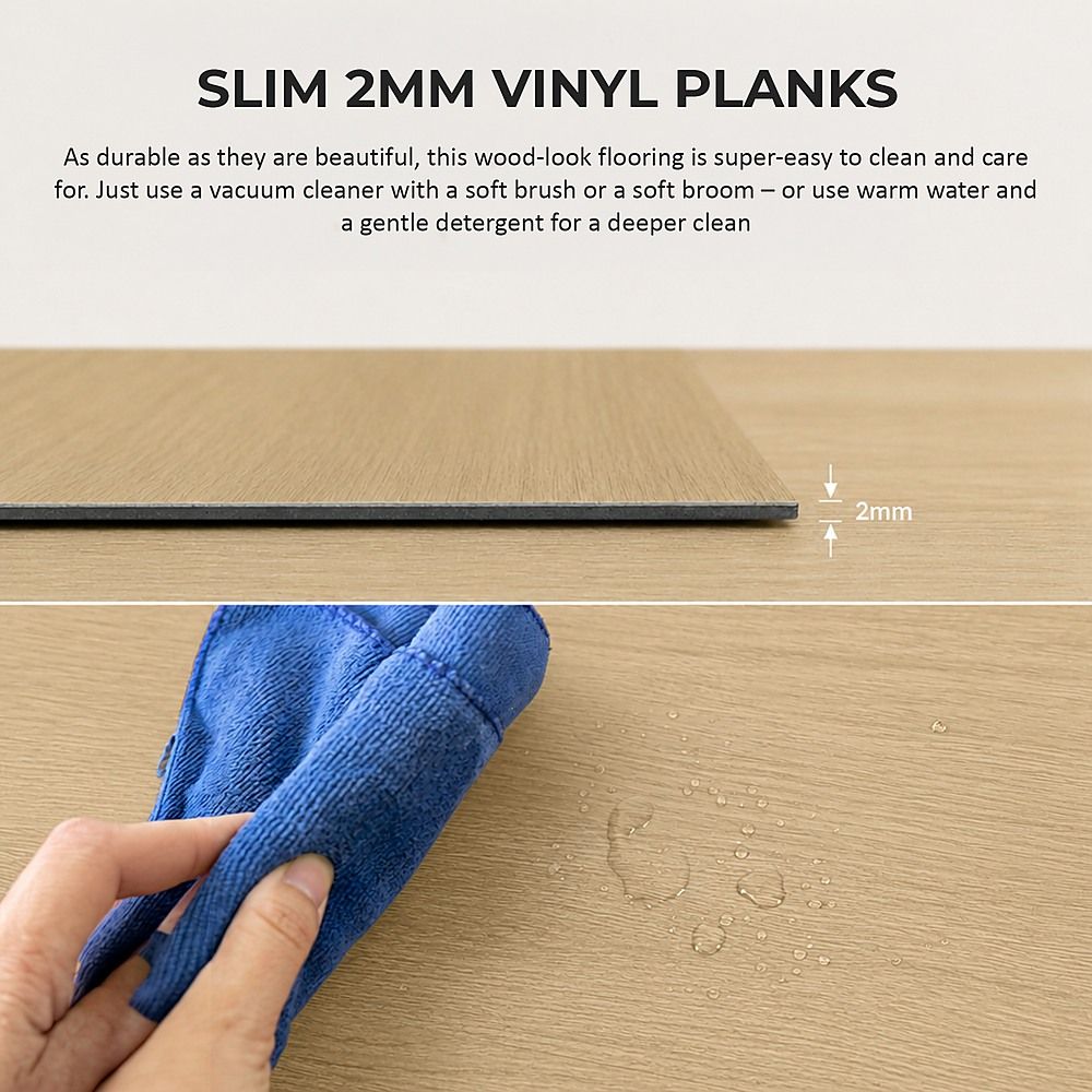 Vinyl Floor Tiles Self Adhesive Flooring Natural Light Oak Wood 16 Pack 2.3SQM